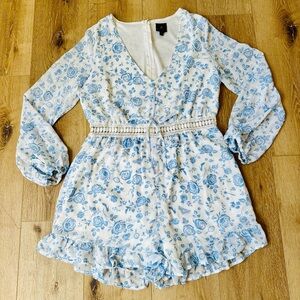 Floral Blue and White Romper Disney Princess L